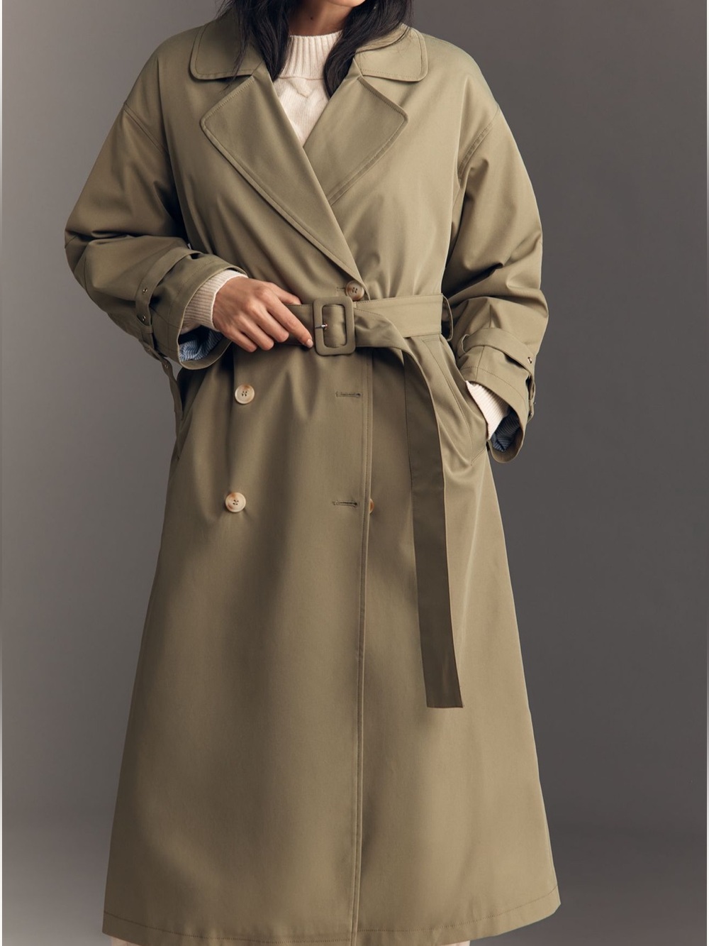 Maeve Belted Long Trench Coat size Large